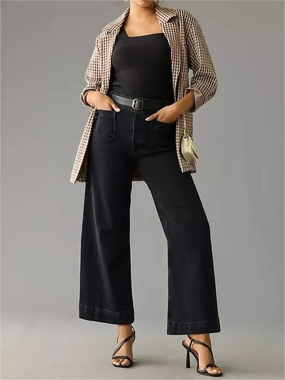 BellaBod™ - Tummy Control Cropped Wide-Leg Jeans