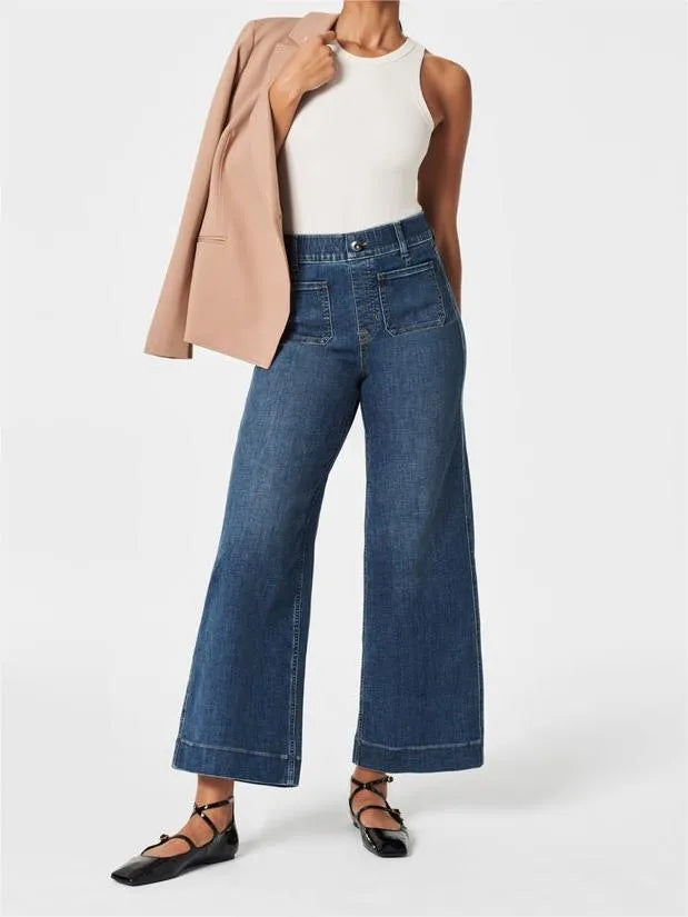 BellaBod™ - Tummy Control Cropped Wide-Leg Jeans