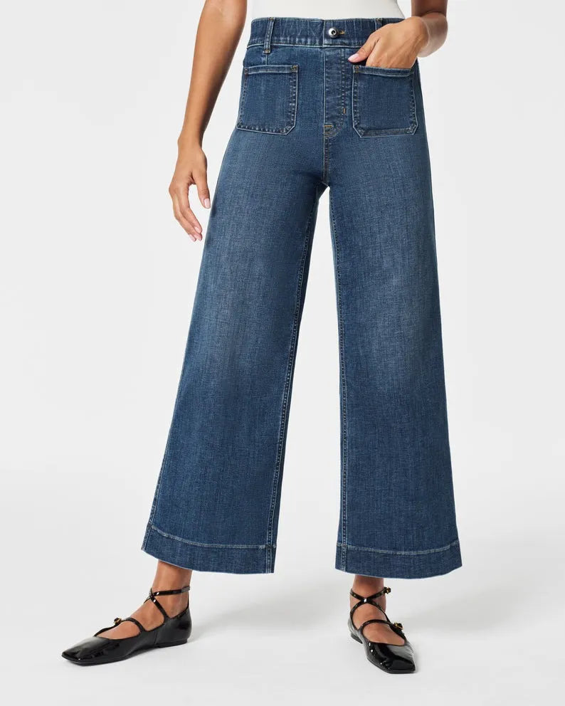 BellaBod™ - Tummy Control Cropped Wide-Leg Jeans