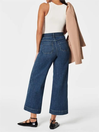 BellaBod™ - Tummy Control Cropped Wide-Leg Jeans